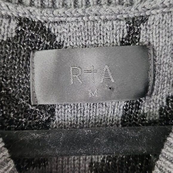 RtA Black Gray Silver Animal Leopard Print  Knit Sweater M (Bx30) - Picture 3 of 7